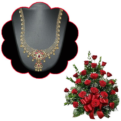 "Fancy Rakhi - FR- 8100 A (Single Rakhi), 25 mixed roses flower bunch - Click here to View more details about this Product
